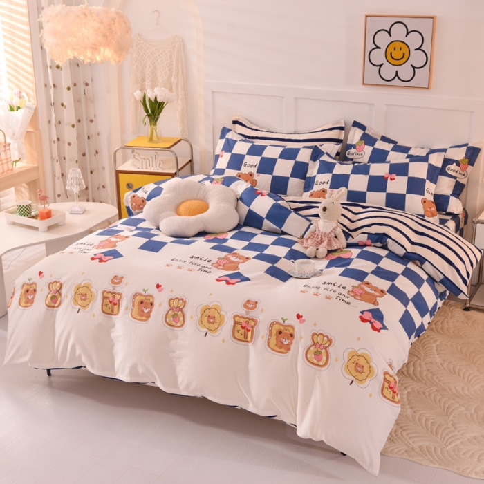 91家纺网 家纺一手货源 找家纺 甜之梦 2025新款纯棉印花12868四件套 派对熊