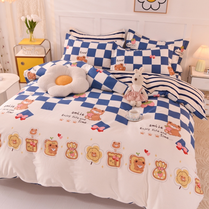 91家纺网 家纺一手货源 找家纺 甜之梦 2025新款纯棉印花12868四件套 派对熊