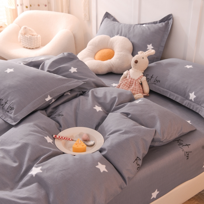 91家纺网 家纺一手货源 找家纺 甜之梦 2025新款纯棉印花12868四件套 新纯色星空