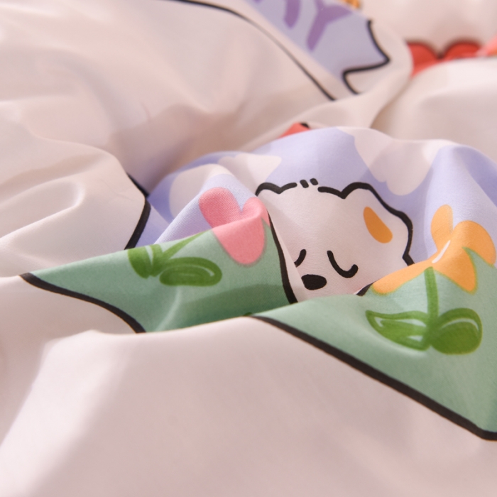 91家纺网 家纺一手货源 找家纺 甜之梦 2025新款纯棉印花12868四件套 幸运女孩