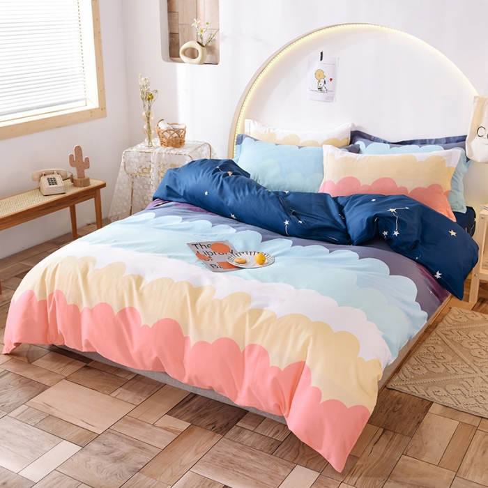 91家纺网 家纺一手货源 找家纺 甜之梦 2025新款纯棉印花12868四件套 彩虹星空