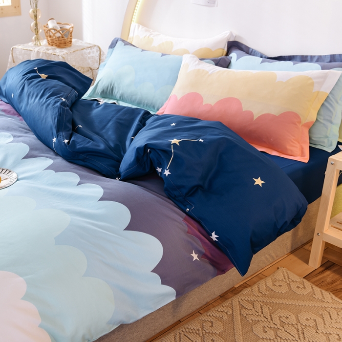 91家纺网 家纺一手货源 找家纺 甜之梦 2025新款纯棉印花12868四件套 彩虹星空