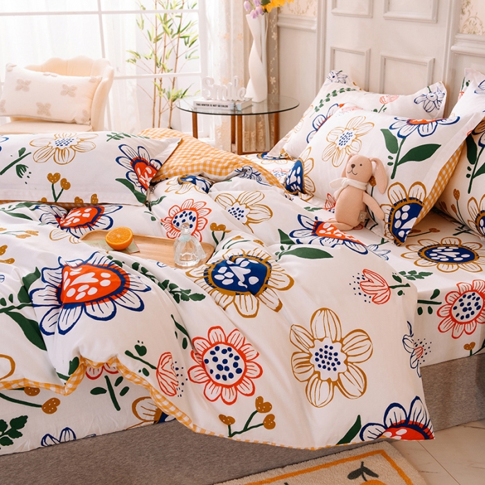 91家纺网 家纺一手货源 找家纺 甜之梦 2025新款纯棉印花12868四件套 蝶恋花