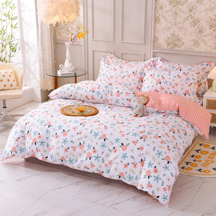 91家纺网 家纺一手货源 找家纺 甜之梦 2025新款纯棉印花12868四件套 粉红佳人