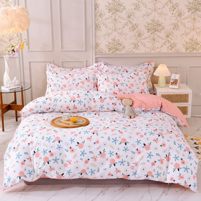 91家纺网 家纺一手货源 找家纺 甜之梦 2025新款纯棉印花12868四件套 粉红佳人