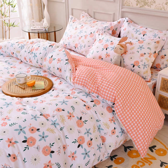 91家纺网 家纺一手货源 找家纺 甜之梦 2025新款纯棉印花12868四件套 粉红佳人