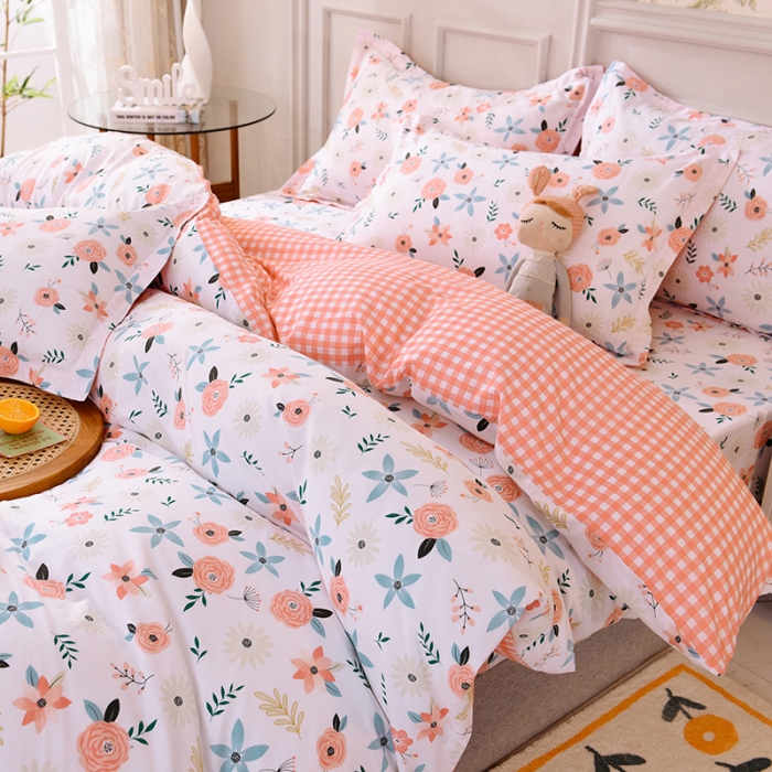 91家纺网 家纺一手货源 找家纺 甜之梦 2025新款纯棉印花12868四件套 粉红佳人