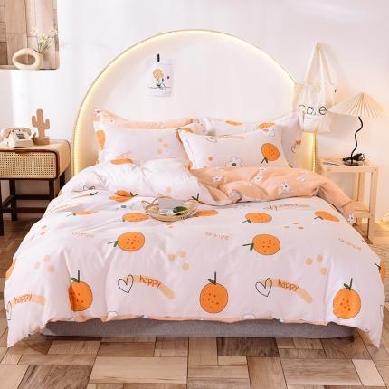 甜之梦 2025新款纯棉印花12868四件套 心想事橙
