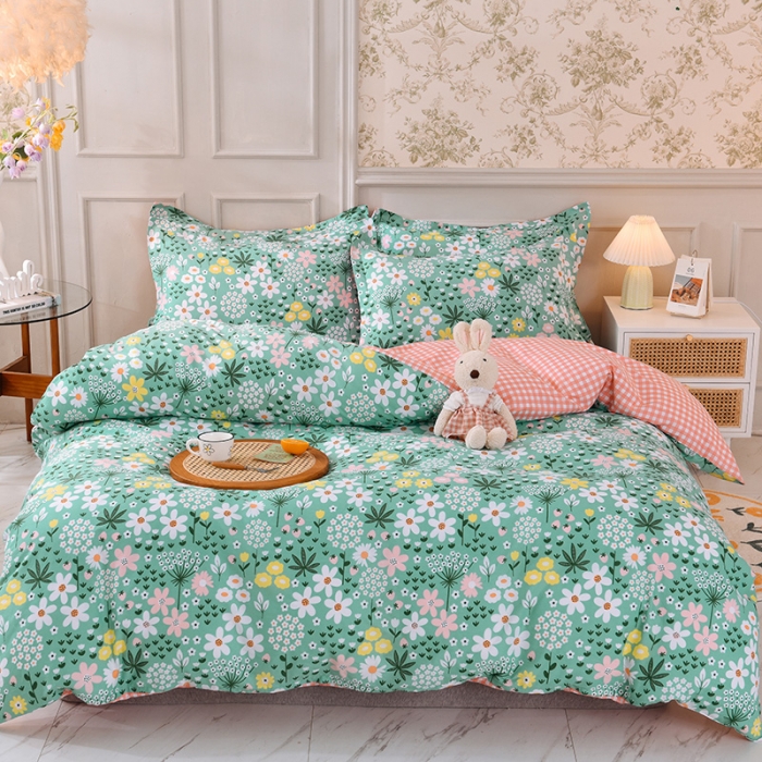 91家纺网 家纺一手货源 找家纺 甜之梦 2025新款纯棉印花12868四件套 雨霖铃绿