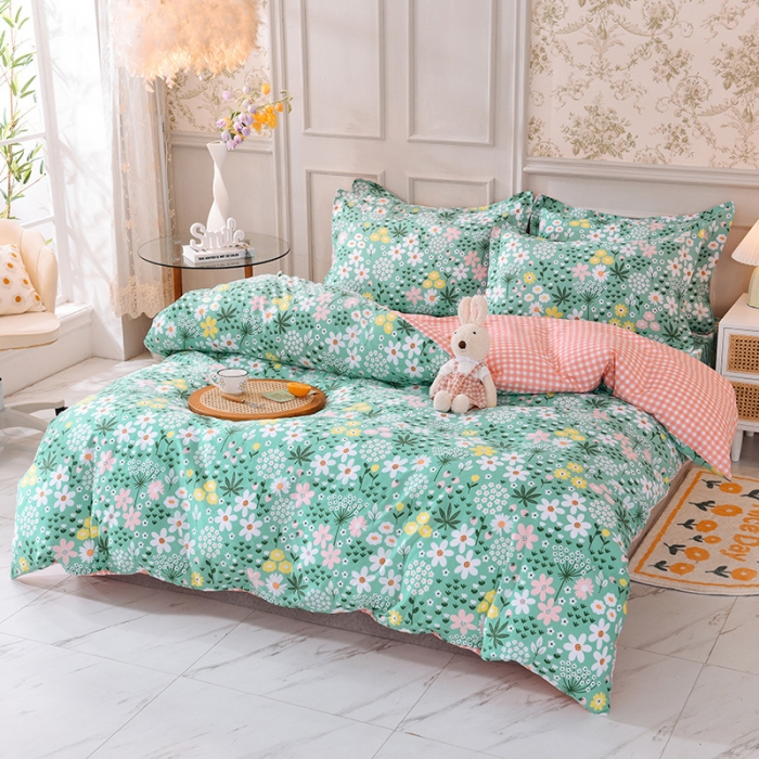 91家纺网 家纺一手货源 找家纺 甜之梦 2025新款纯棉印花12868四件套 雨霖铃绿