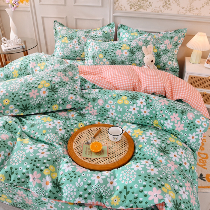 91家纺网 家纺一手货源 找家纺 甜之梦 2025新款纯棉印花12868四件套 雨霖铃绿