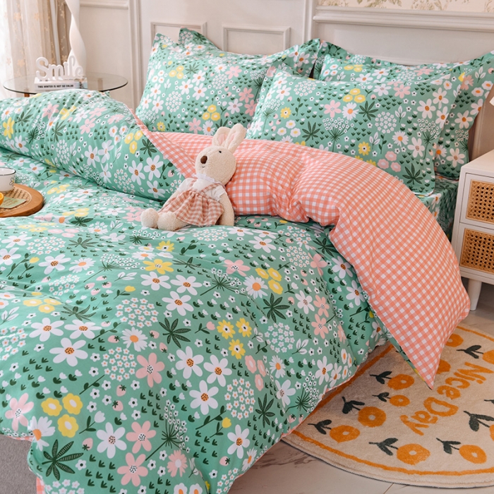 91家纺网 家纺一手货源 找家纺 甜之梦 2025新款纯棉印花12868四件套 雨霖铃绿