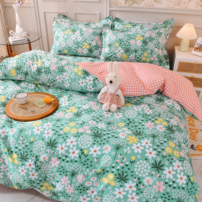 91家纺网 家纺一手货源 找家纺 甜之梦 2025新款纯棉印花12868四件套 雨霖铃绿