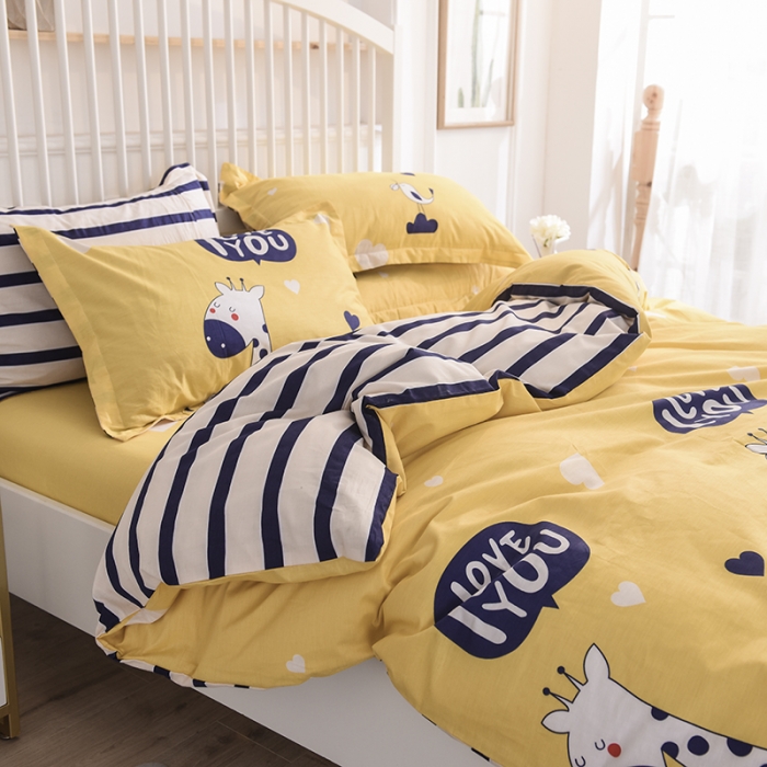 91家纺网 家纺一手货源 找家纺 甜之梦 2025新款纯棉印花12868四件套 长颈鹿多多