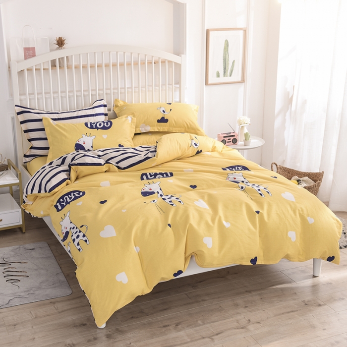 91家纺网 家纺一手货源 找家纺 甜之梦 2025新款纯棉印花12868四件套 长颈鹿多多