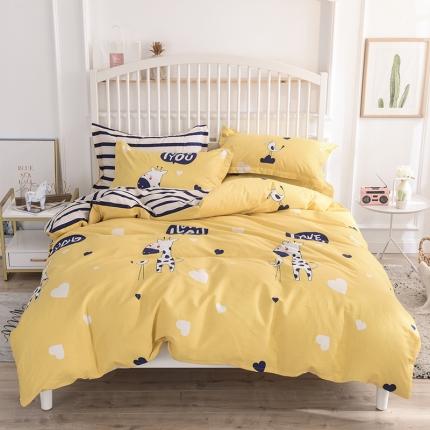 甜之梦 2025新款纯棉印花12868四件套 长颈鹿多多