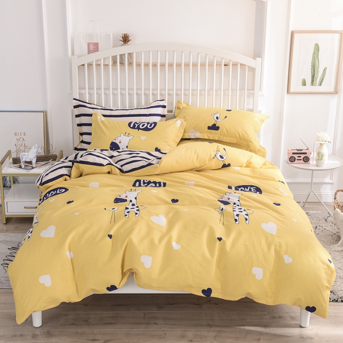 91家纺网 家纺一手货源 找家纺 甜之梦 2025新款纯棉印花12868四件套 长颈鹿多多