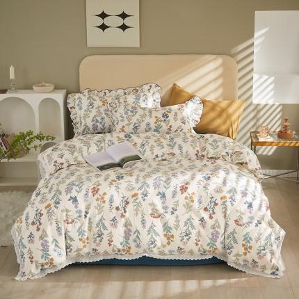 91家纺网 家纺一手货源 找家纺 (总) 怡家居 2022新款全棉A类双层纱韩版四件套