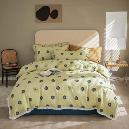 91家纺网 家纺一手货源 找家纺 (总) 怡家居 2022新款全棉A类双层纱韩版四件套