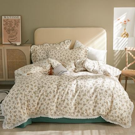 91家纺网 家纺一手货源 找家纺 (总) 怡家居 2022新款全棉A类双层纱韩版四件套