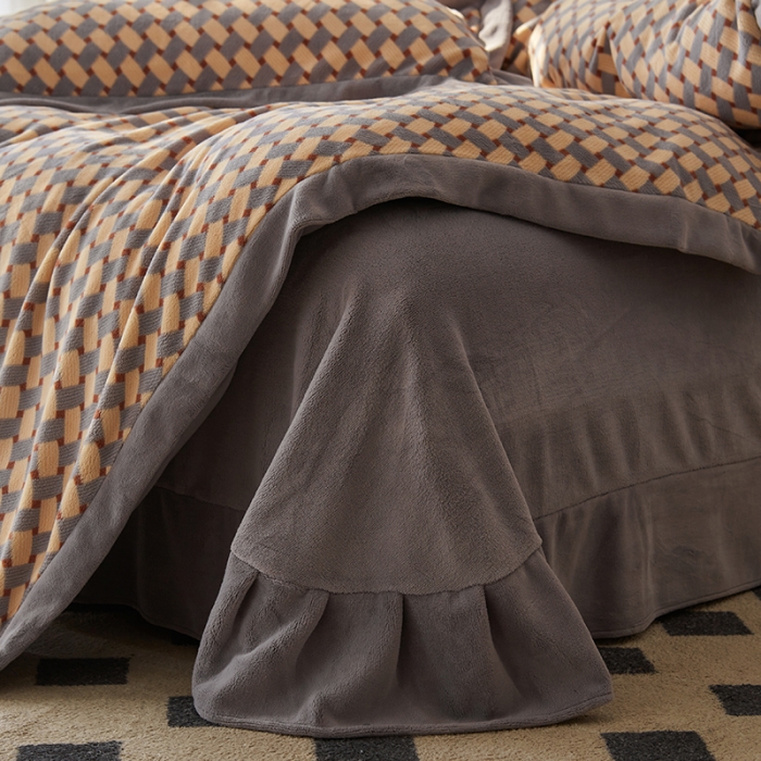 91家纺网 家纺一手货源 找家纺 佳梦家纺 2022新款240克高端色织牛奶绒四件套-织梦 织梦（胭脂）