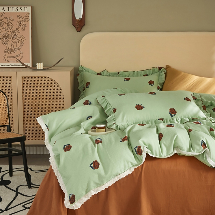 91家纺网 家纺一手货源 找家纺 (总) 怡家居 2022新款全棉A类双层纱韩版四件套