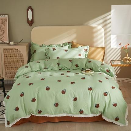 怡家居 2022新款全棉A类双层纱韩版四件套 春意