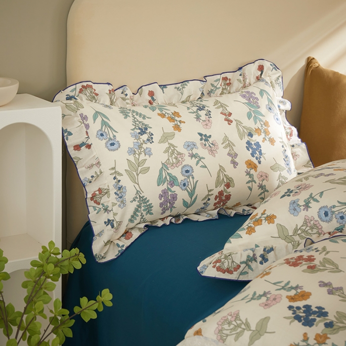 91家纺网 家纺一手货源 找家纺 怡家居 2022新款全棉A类双层纱韩版四件套 花间徜徉