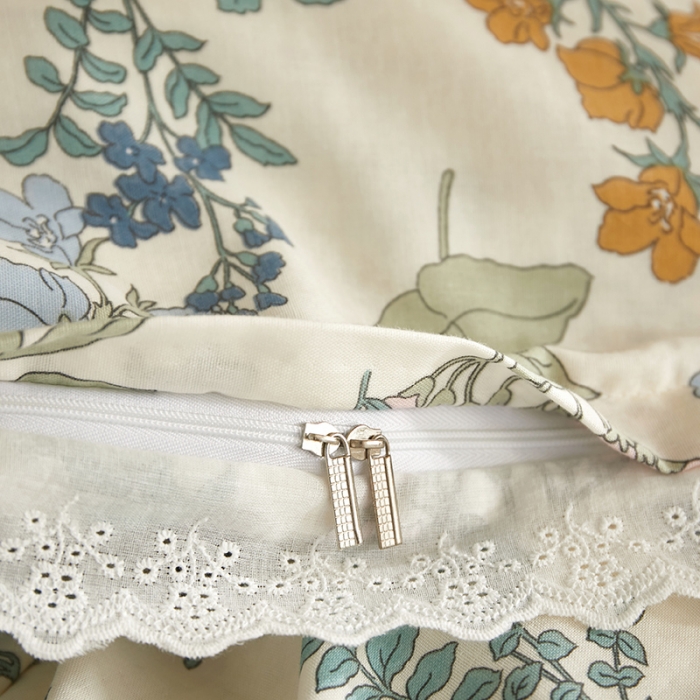 91家纺网 家纺一手货源 找家纺 怡家居 2022新款全棉A类双层纱韩版四件套 花间徜徉