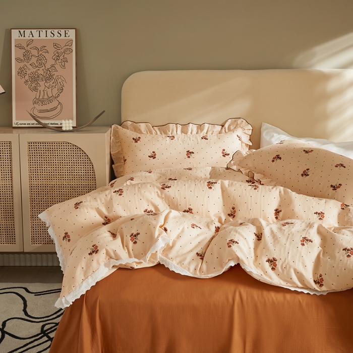 91家纺网 家纺一手货源 找家纺 怡家居 2022新款全棉A类双层纱韩版四件套 静幽