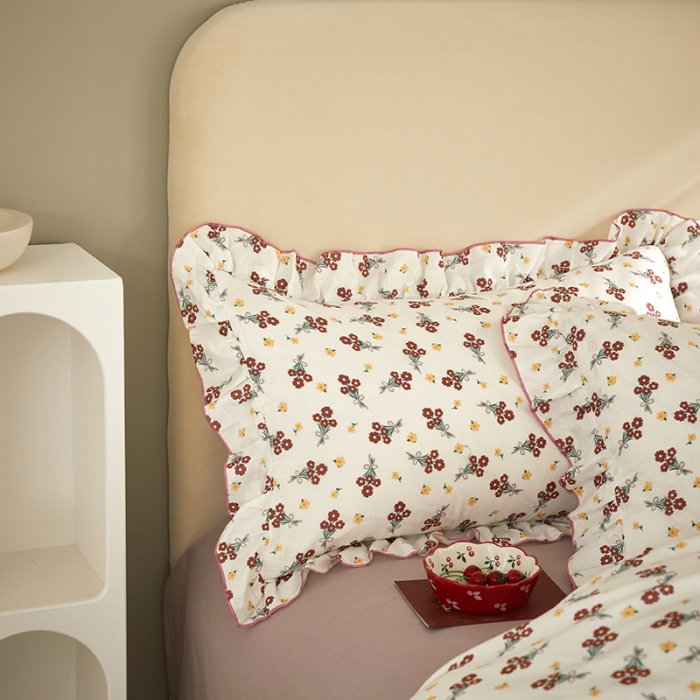 91家纺网 家纺一手货源 找家纺 怡家居 2022新款全棉A类双层纱韩版四件套 玲珑