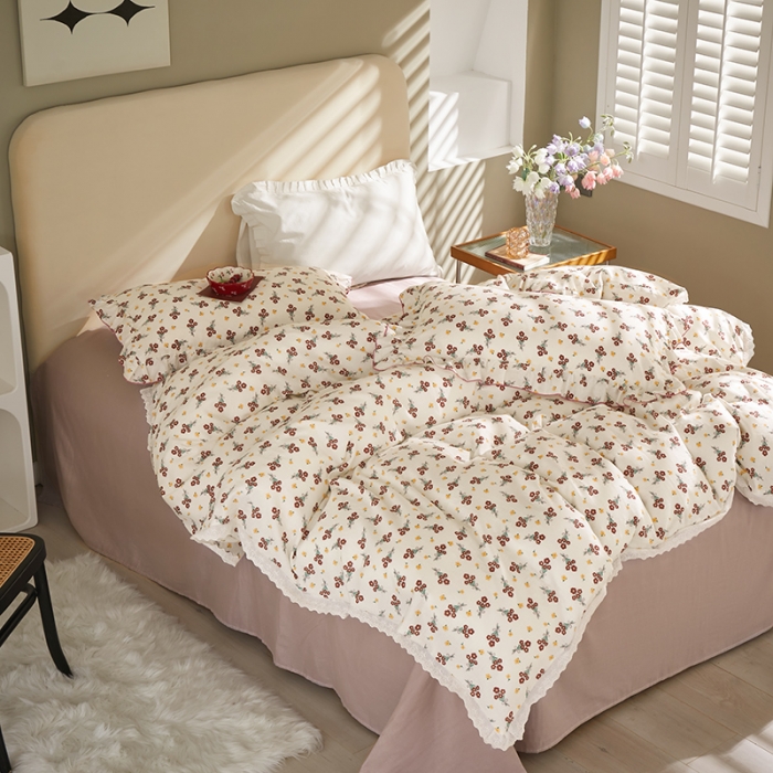 91家纺网 家纺一手货源 找家纺 怡家居 2022新款全棉A类双层纱韩版四件套 玲珑