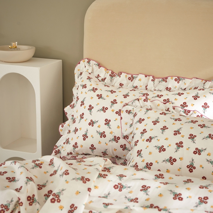 91家纺网 家纺一手货源 找家纺 怡家居 2022新款全棉A类双层纱韩版四件套 玲珑