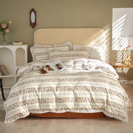 怡家居 2022新款全棉A类双层纱韩版四件套 琉璃