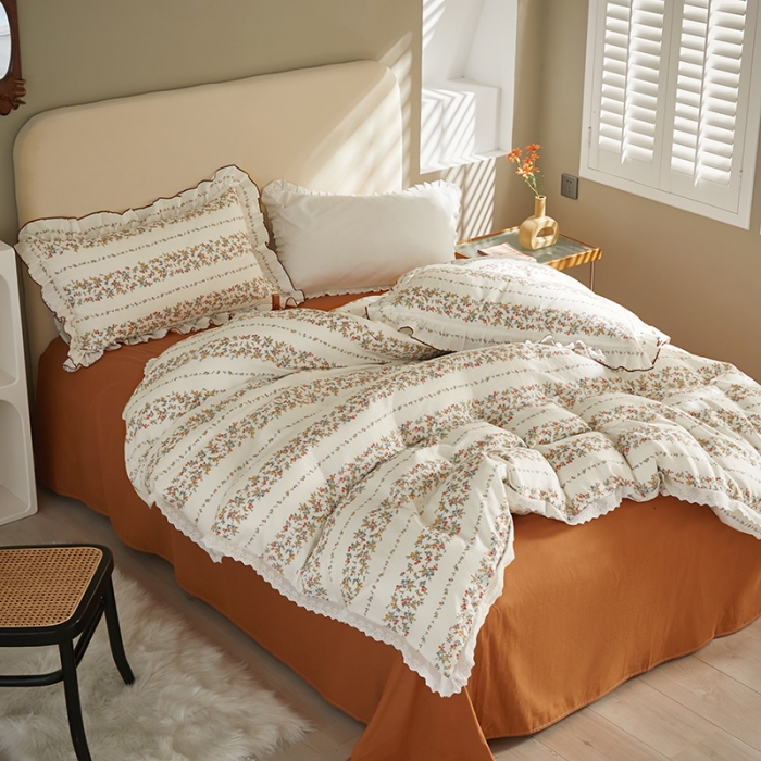 91家纺网 家纺一手货源 找家纺 怡家居 2022新款全棉A类双层纱韩版四件套 琉璃