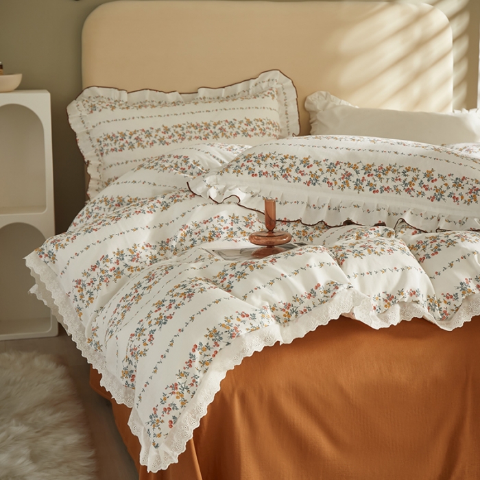 91家纺网 家纺一手货源 找家纺 怡家居 2022新款全棉A类双层纱韩版四件套 琉璃