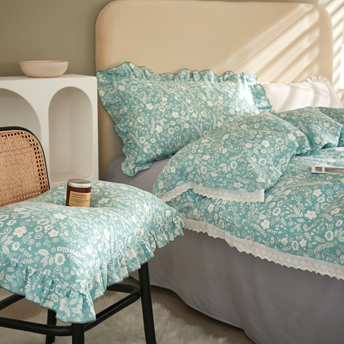 91家纺网 家纺一手货源 找家纺 怡家居 2022新款全棉A类双层纱韩版四件套 沐风