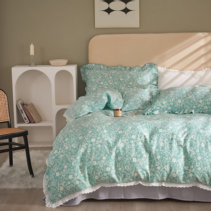 91家纺网 家纺一手货源 找家纺 怡家居 2022新款全棉A类双层纱韩版四件套 沐风