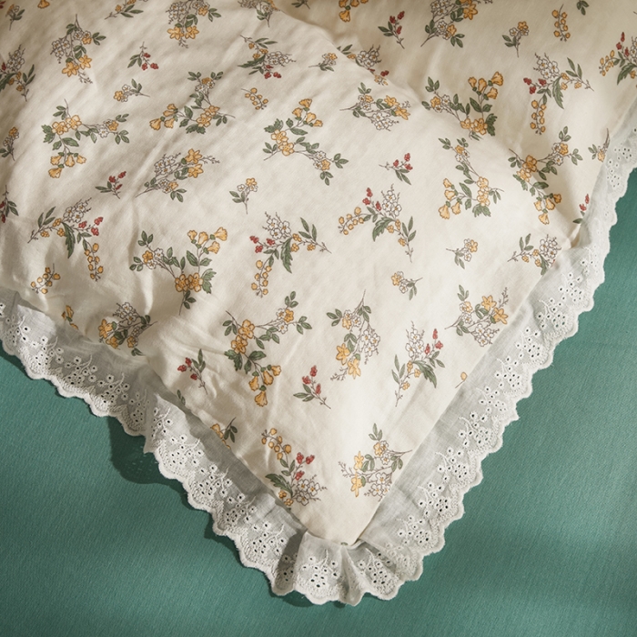 91家纺网 家纺一手货源 找家纺 怡家居 2022新款全棉A类双层纱韩版四件套 素雅米