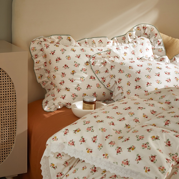 91家纺网 家纺一手货源 找家纺 怡家居 2022新款全棉A类双层纱韩版四件套 微醺