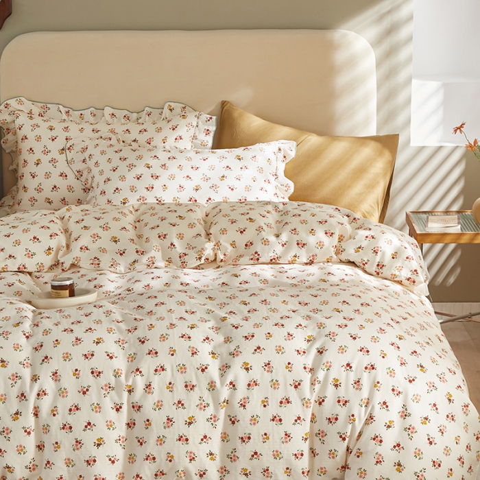 91家纺网 家纺一手货源 找家纺 怡家居 2022新款全棉A类双层纱韩版四件套 微醺