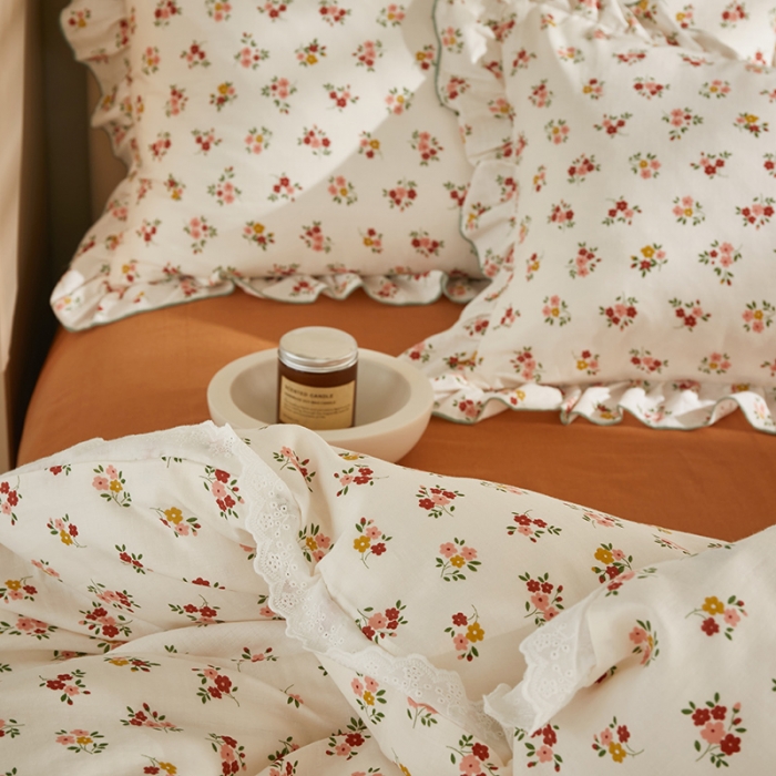 91家纺网 家纺一手货源 找家纺 怡家居 2022新款全棉A类双层纱韩版四件套 微醺