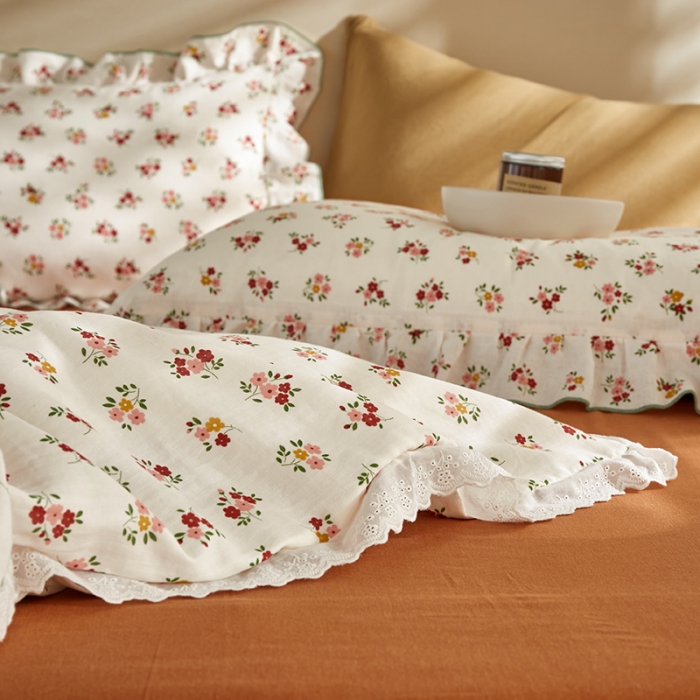 91家纺网 家纺一手货源 找家纺 怡家居 2022新款全棉A类双层纱韩版四件套 微醺