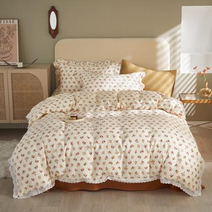 怡家居 2022新款全棉A类双层纱韩版四件套 微醺