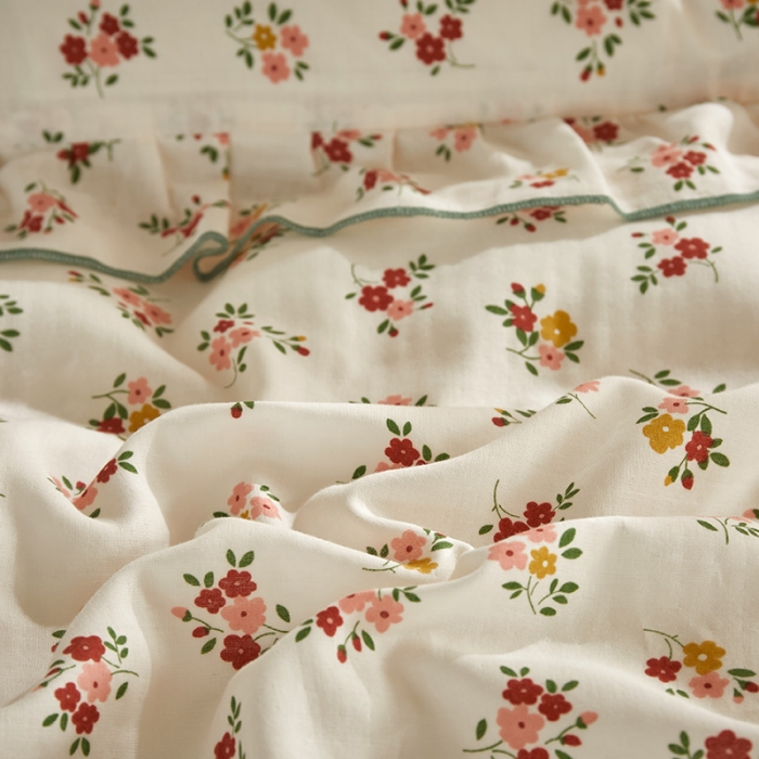 91家纺网 家纺一手货源 找家纺 怡家居 2022新款全棉A类双层纱韩版四件套 微醺