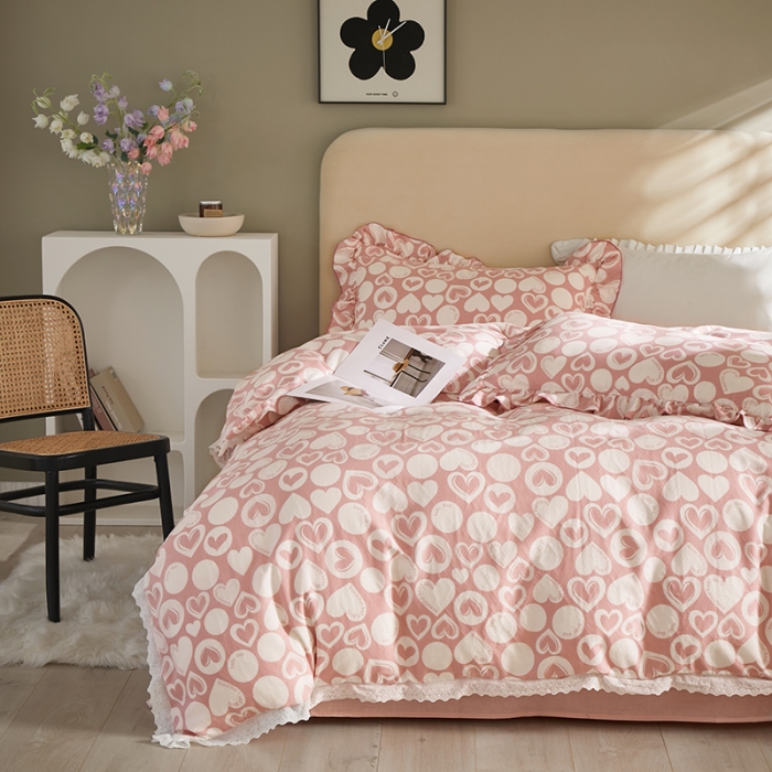 91家纺网 家纺一手货源 找家纺 怡家居 2022新款全棉A类双层纱韩版四件套 心尚