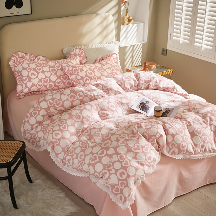 91家纺网 家纺一手货源 找家纺 怡家居 2022新款全棉A类双层纱韩版四件套 心尚