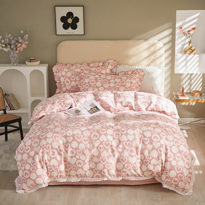 91家纺网 家纺一手货源 找家纺 怡家居 2022新款全棉A类双层纱韩版四件套 心尚