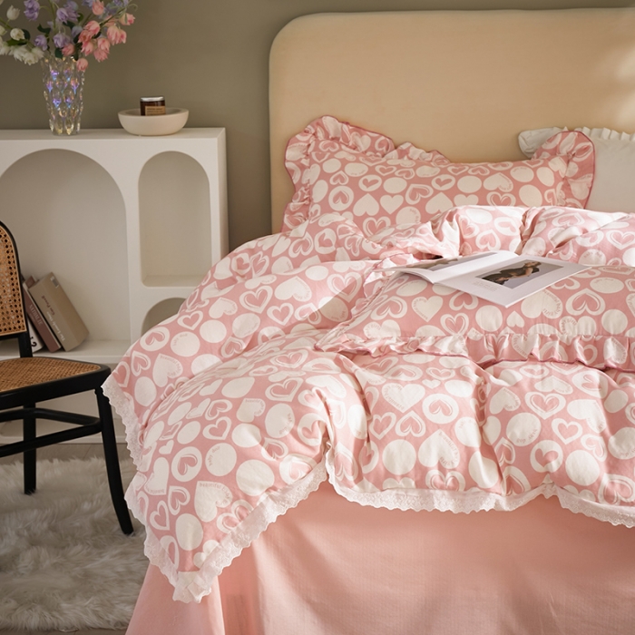 91家纺网 家纺一手货源 找家纺 怡家居 2022新款全棉A类双层纱韩版四件套 心尚