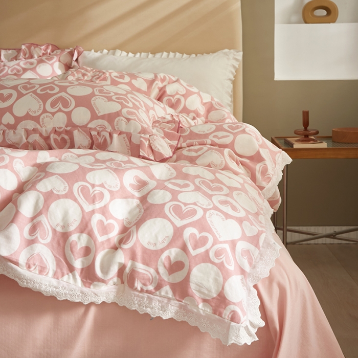 91家纺网 家纺一手货源 找家纺 怡家居 2022新款全棉A类双层纱韩版四件套 心尚